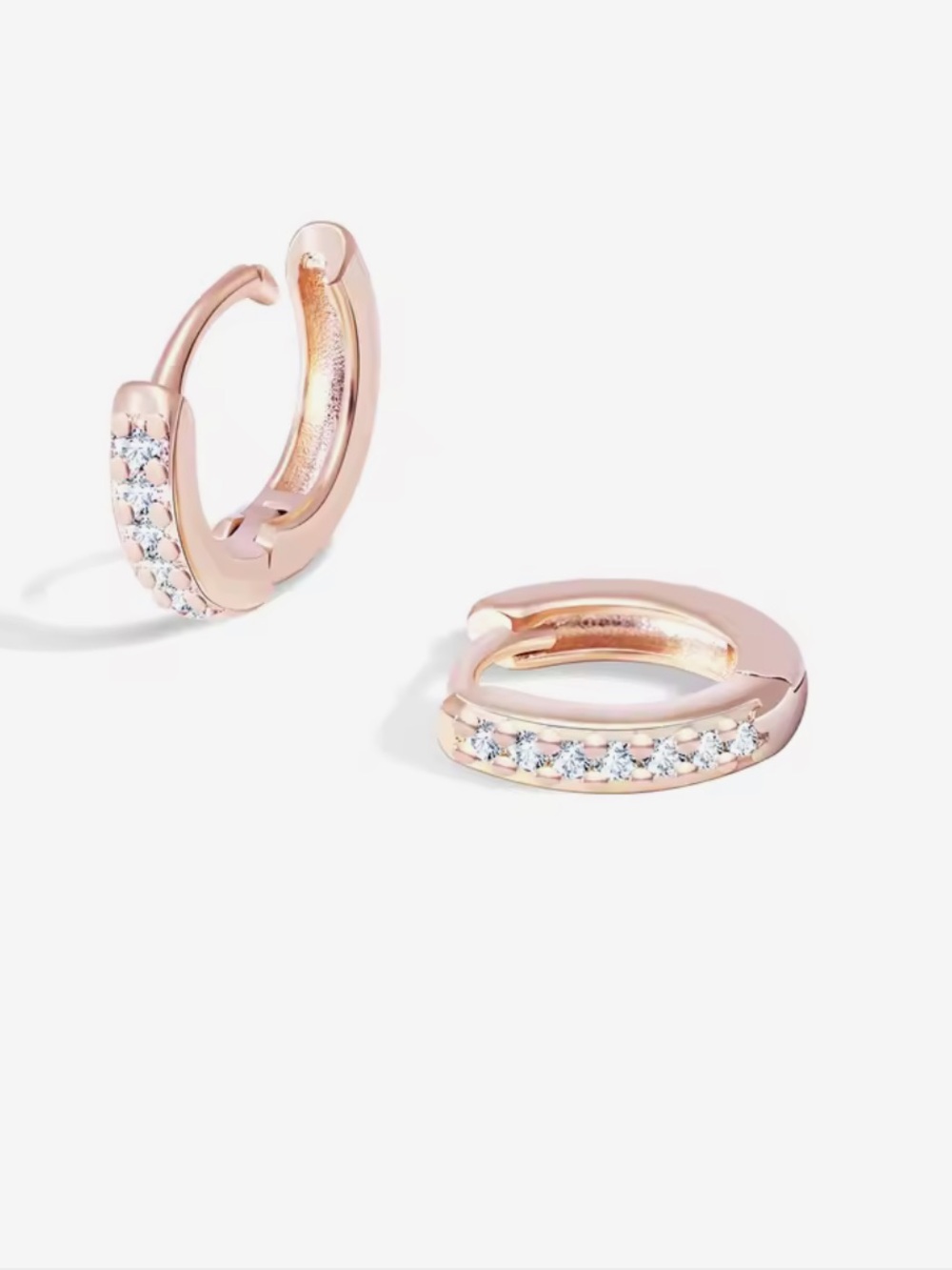 Rose Gold Crystal Huggie Hoop Earrings - 5MM